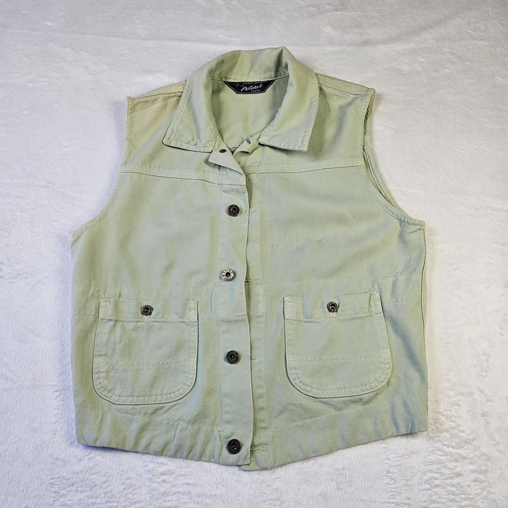 Vintage Adriano Goldschmied AG Cargo Vest Womens Small Green Utility Safari
